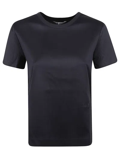 Max Mara Blue T-shirt With Subtle Logo In Black