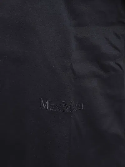 Max Mara Blue T-shirt With Subtle Logo In Black