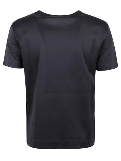 Max Mara Blue T-shirt With Subtle Logo In Black