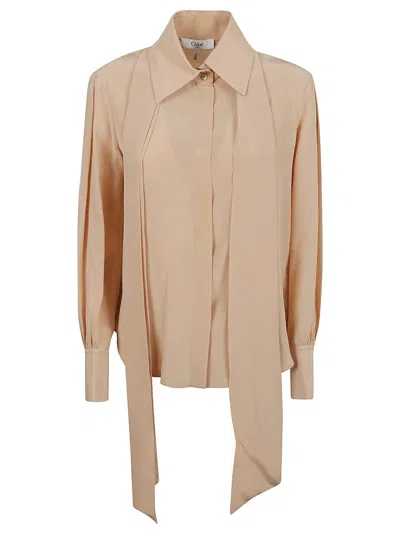 Chloé Silk Shirt With Classic Collar In Pink