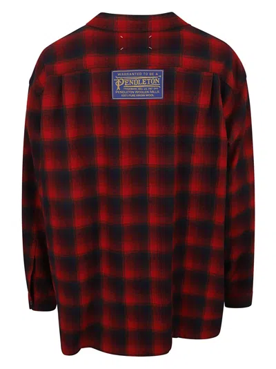 Maison Margiela Plaid Pattern Button-down Shirt In Red