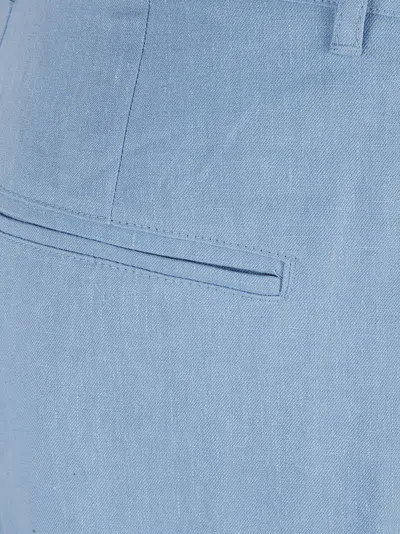 Max Mara Wide-leg Flaxlinen Trousers With Tailored Waistband In Blue