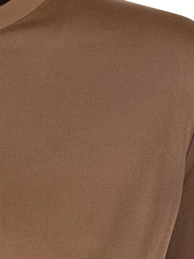 Max Mara Silk T-shirt With Classic Crew Neckline In Brown