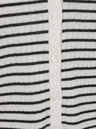 Max Mara Ribbed White Sweater With V-neckline