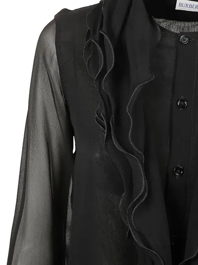 Burberry Lightweight Black Shirt With Sheer Design In Black