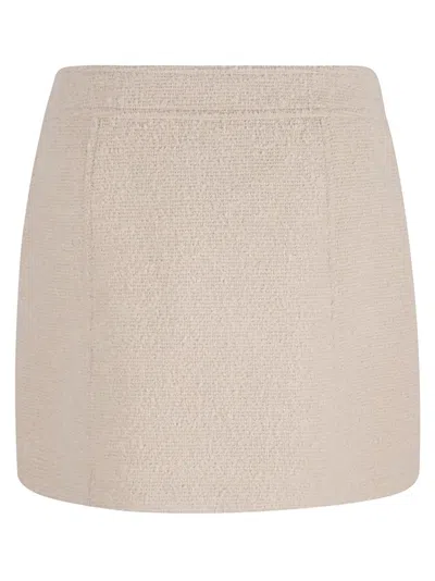 Tom Ford Textured Structured Skirt With Decorative Buttons In Neutral