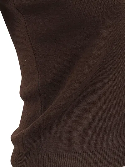 Max Mara Ribbed Sleeveless Top In Brown