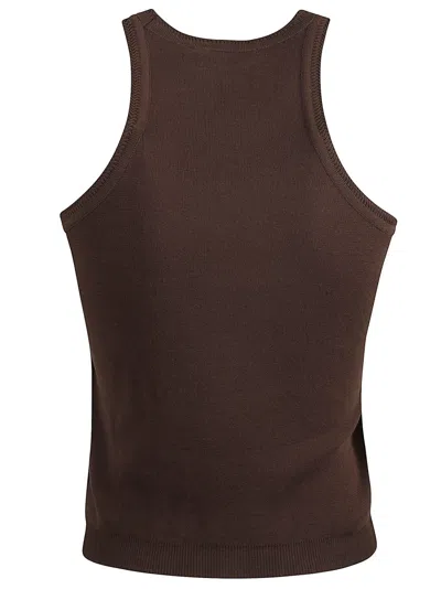 Max Mara Ribbed Sleeveless Top In Brown
