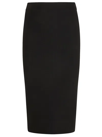 Max Mara Fitted Black Skirt With Back Slit In Black