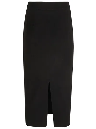 Max Mara Fitted Black Skirt With Back Slit In Black