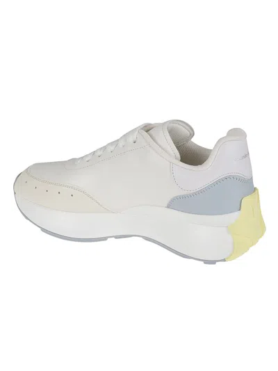 Alexander Mcqueen Calf Leather Sneakers With Floral Accents In White