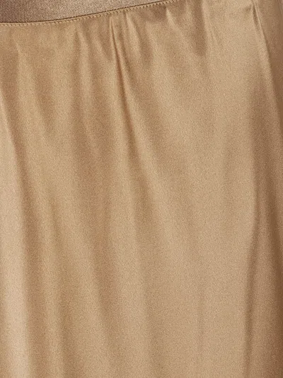 Max Mara Silk Flowing Skirt With Elastic Waistband In Brown