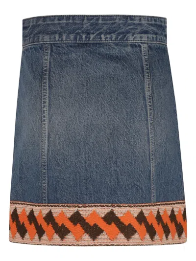 Valentino Garavani Embroidered Hem Mini Skirt In Blue