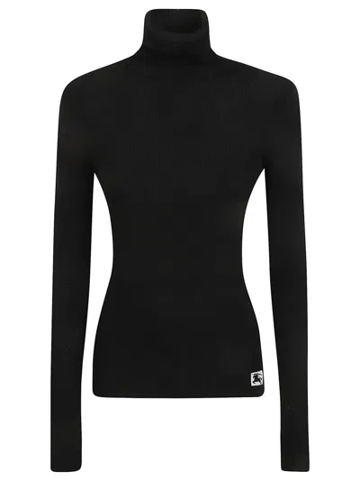 Burberry Fitted Black Sweater With High Neck In Black