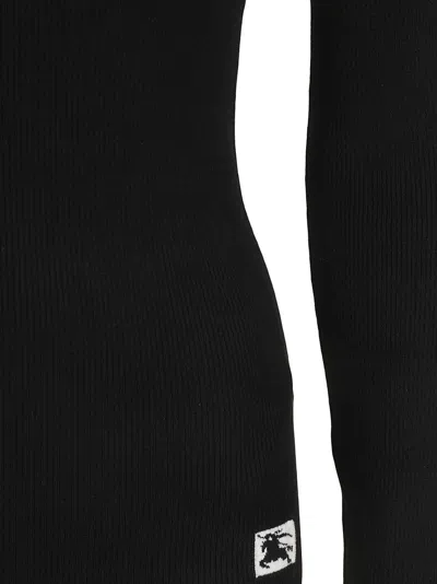 Burberry Fitted Black Sweater With High Neck In Black