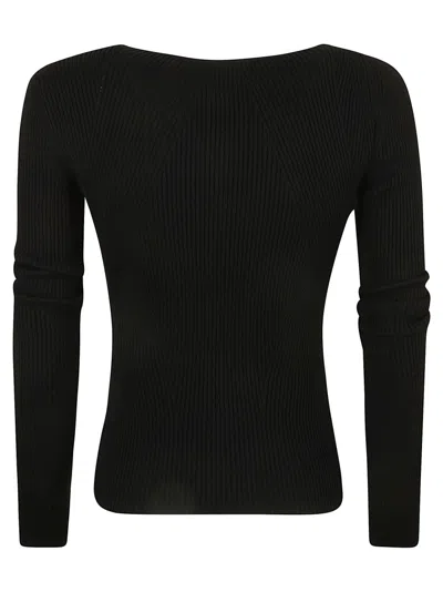 Alexander Mcqueen Ribbed Black Sweater With Asymmetrical Shoulder