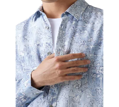 Guess Men's Island-pattern Shirt In Blue
