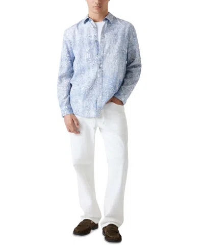Guess Men's Island-pattern Shirt In Blue