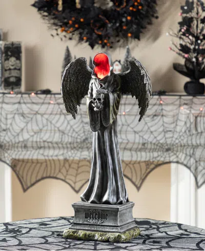 Glitzhome 24" Lighted Halloween Grim Reaper Resin Porch Decor