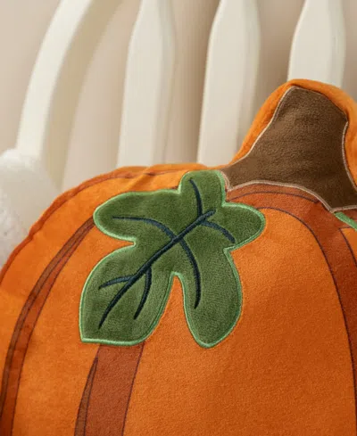 Glitzhome Fall And Halloween Fabric Double Sided Pumpkin Pillow, 16" X 5"