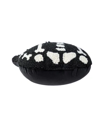 Glitzhome Halloween Hooked Skeleton Cat Shaped Pillow, 9" X 4"