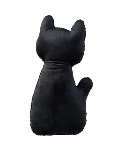 Glitzhome Halloween Hooked Skeleton Cat Shaped Pillow, 9" X 4"