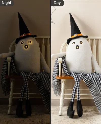 Glitzhome 65.25" Halloween Oversized Lighted Fabric Ghost Shelf Sitter