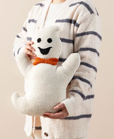 Glitzhome Halloween Hooked Ghost Shaped Decorative Pillow, 12" X 4"