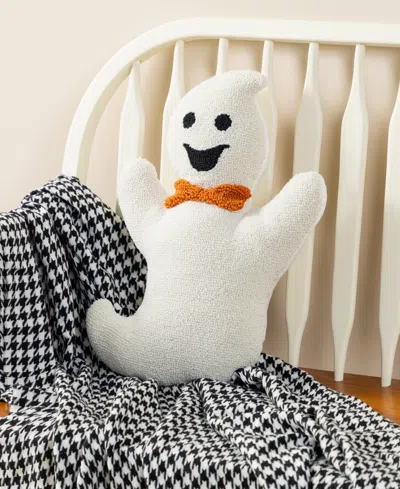 Glitzhome Halloween Hooked Ghost Shaped Decorative Pillow, 12" X 4"