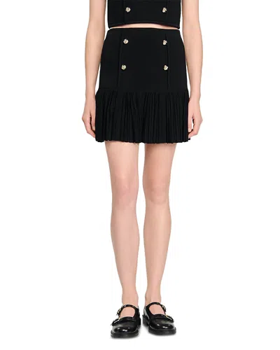 Sandro Double Breasted Ruffle Mini Skirt In Black