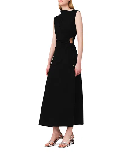 Maje Cutout Waist Maxi Dress In Black