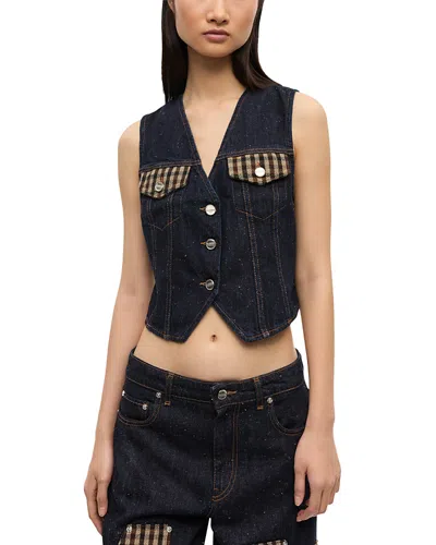 Ganni Neppy Denim Vest In Blue