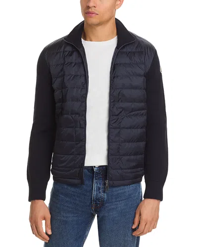 Moncler Cardigan Zippé Matelassé In Black