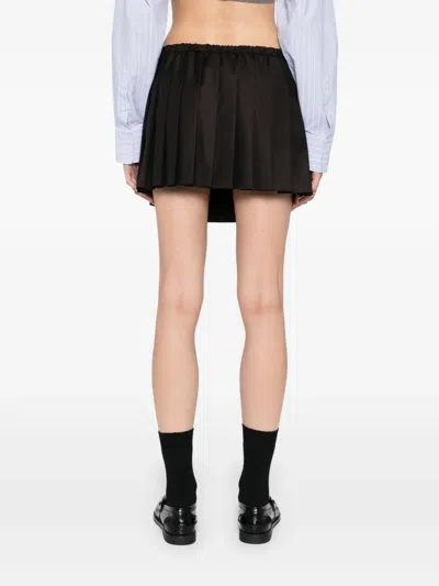 Miu Miu Drawstring Pleated Mini Skirt In Black