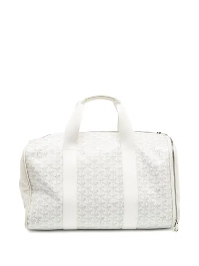Pre-owned Goyard Ine Coated-canvas Pet Carrier In White