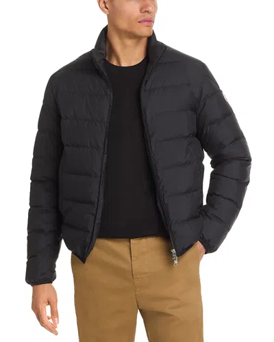 Moncler Quilted Tech Fabric Jacket With Elastic Cuffs In Black