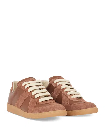Maison Margiela Mm22 Suede Low-top Sneakers With Contrast Laces In Brown