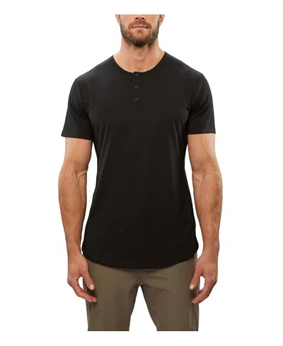 Cuts Ao Henley Curve Hem T-shirt In Black