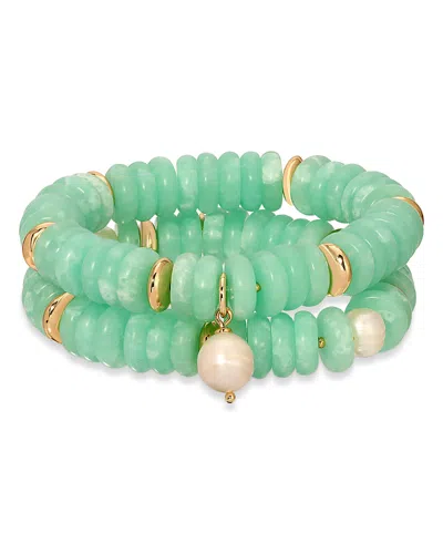 Ettika Saint Tropez Beaded Stretch Bracelets, Set Of 2 In Green