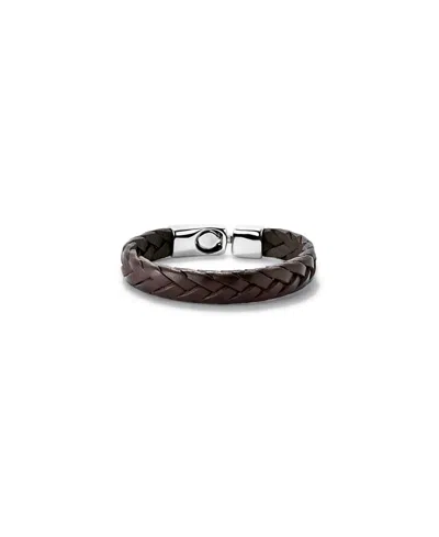 Unode50 Leather Braided With Sterling Silver-plated Clasp Bracelet