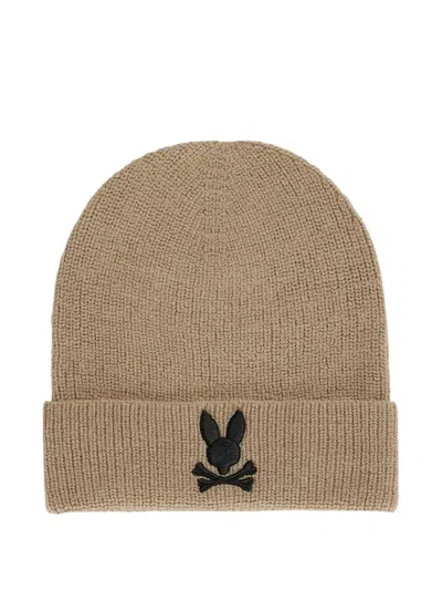 Psycho Bunny Allen Merino Wool Wet Sand Beanie B6a988u1ht-wtd In Brown