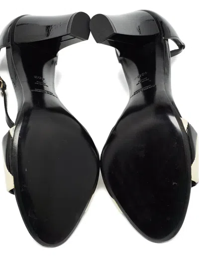 Pre-owned Polo Ralph Lauren Vintage Leather Heeled Sandals In Black