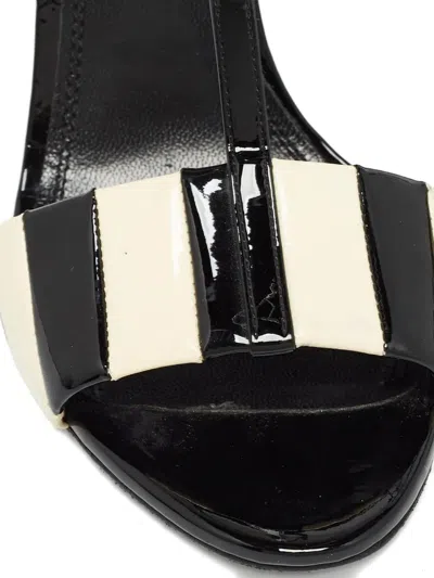 Pre-owned Polo Ralph Lauren Vintage Leather Heeled Sandals In Black