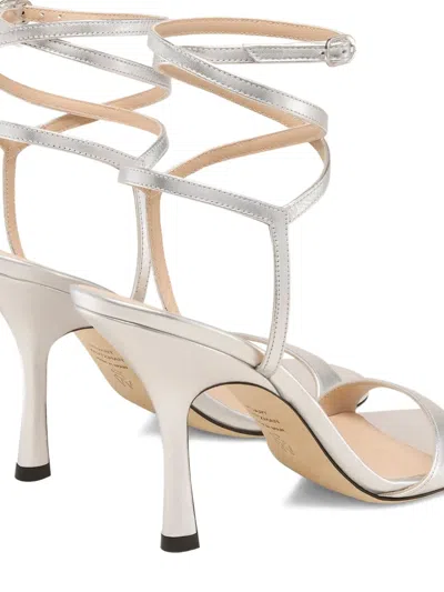 Stuart Weitzman Metallic Buckle Wrap Sandals