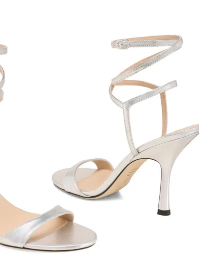 Stuart Weitzman Metallic Buckle Wrap Sandals