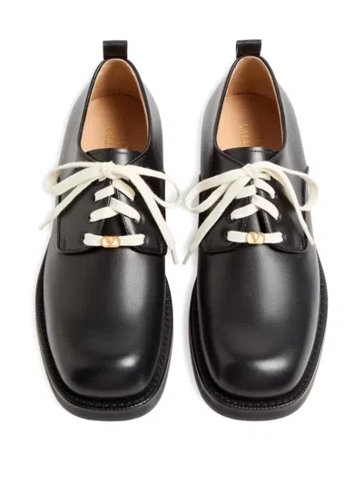 Valentino Derby Punx In Calfskin In Black