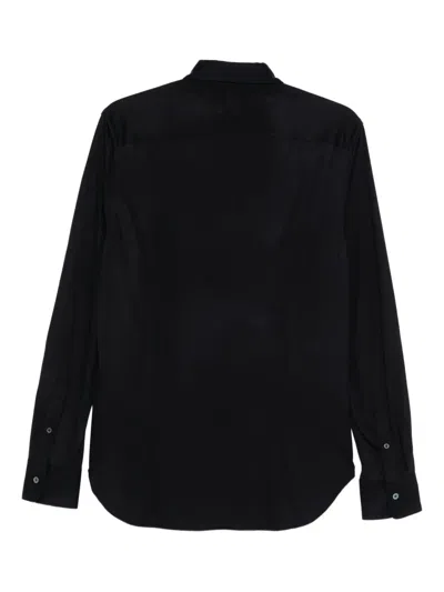 Canali Long-sleeve Wool Shirt In Black