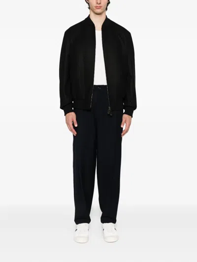 Giorgio Armani Pleated Virgin Wool Trousers In Black