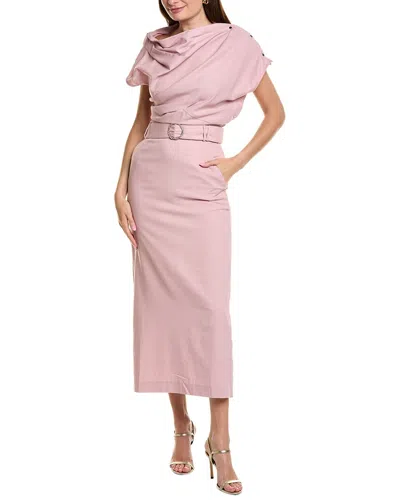 Bgl Linen-blend Maxi Dress In Pink