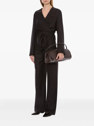 Alberta Ferretti Wrap-effect Coat In Brown